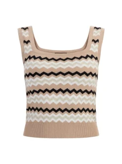 Faina Damen Strick-Tanktop in beige - Ausschnitt: Karree
