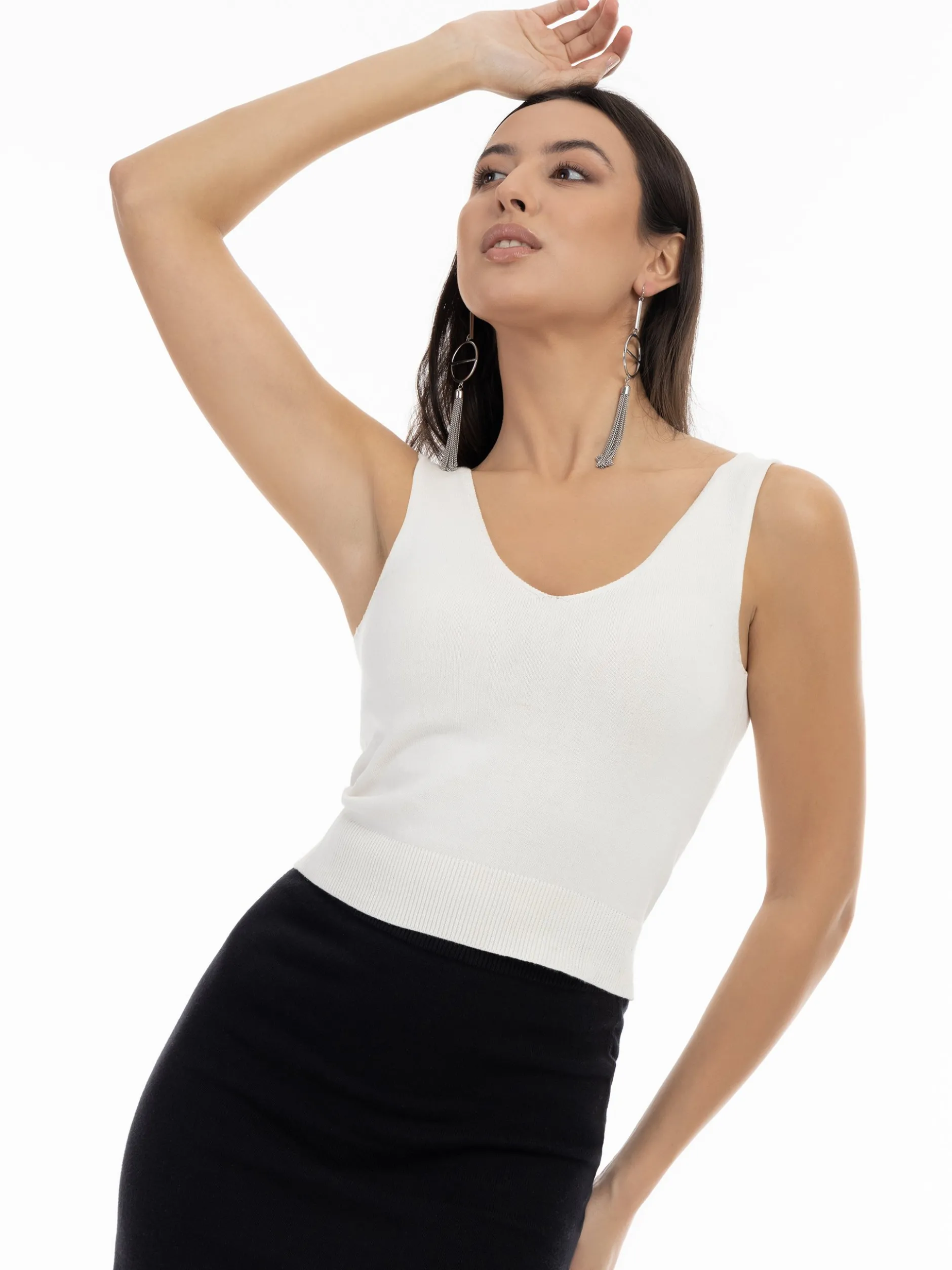 Faina Damen Strick-Tanktop in weiß