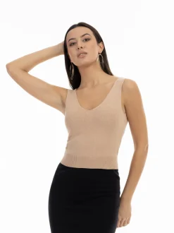 Faina Damen Strick-Tanktop in beige