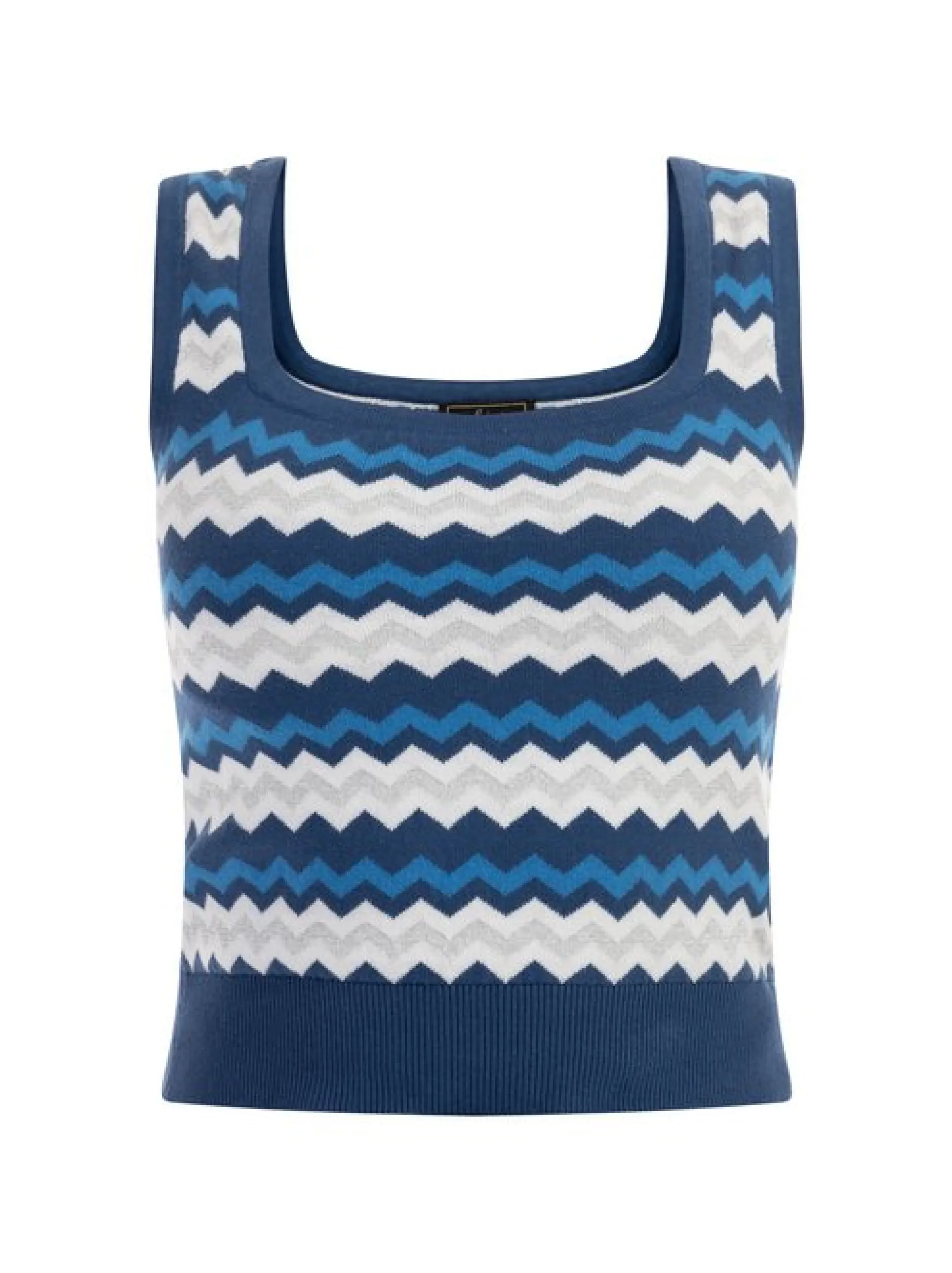 Faina Damen Strick-Tanktop in blau - Ausschnitt: Karree