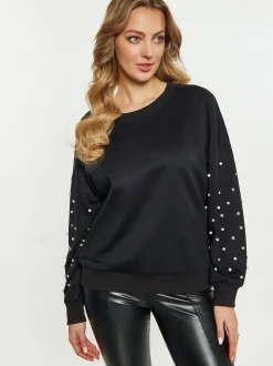 Faina Damen Sweatshirt in schwarz - Ausschnitt: Rundhals