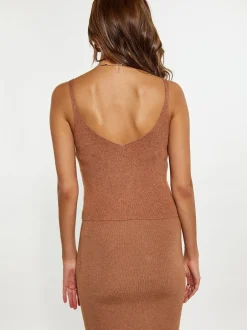 Faina Damen Top in braun - Ausschnitt: Rundhals