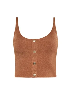 Faina Damen Top in braun - Ausschnitt: Rundhals