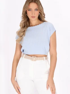 Faina Damen T-Shirt in hellblau - Ausschnitt: Rundhals