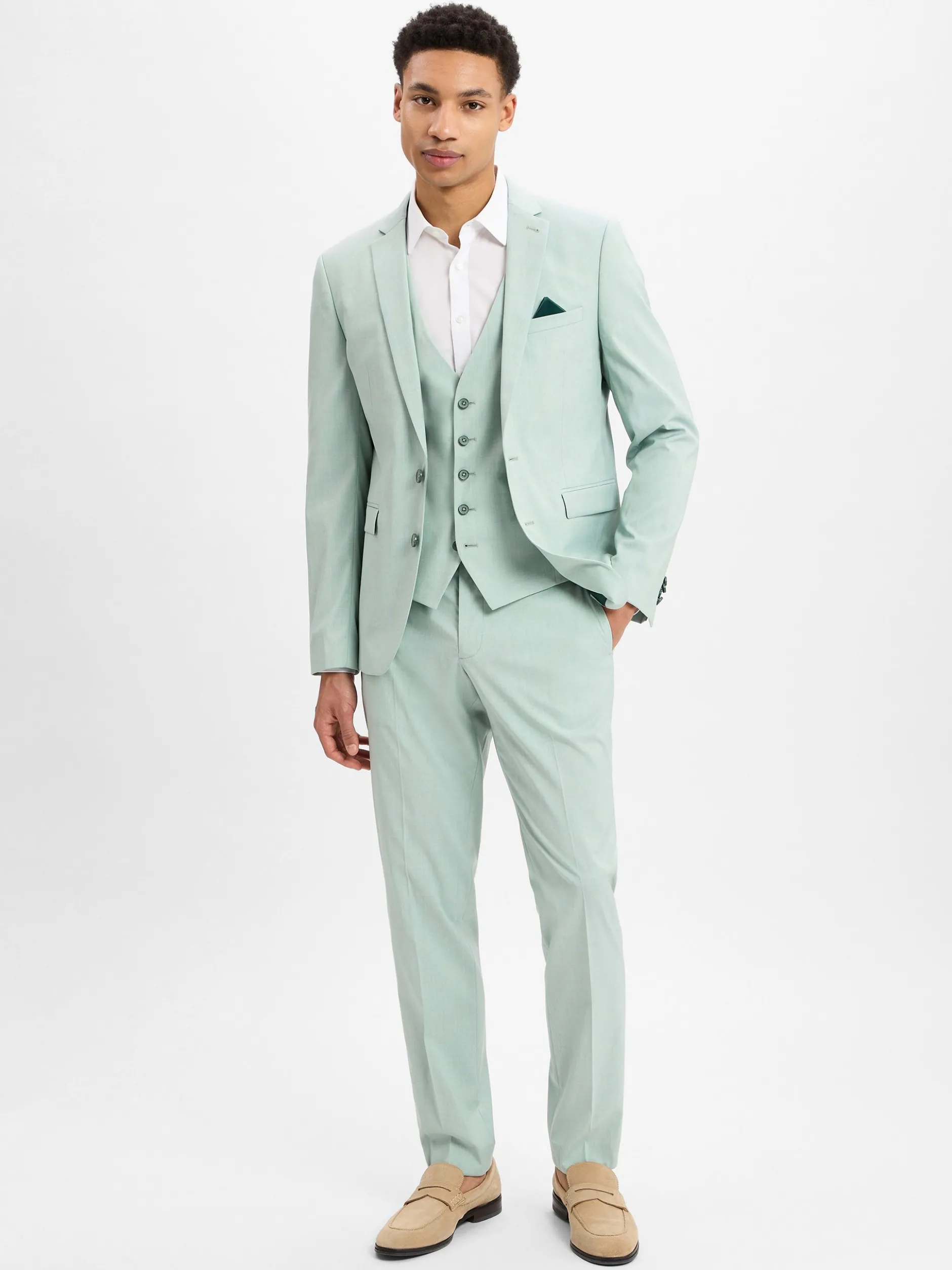 Finshley & Harding Herren Baukasten-Anzughose - California in mint weiß