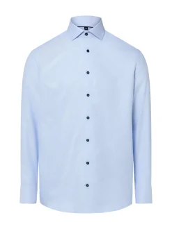 Finshley & Harding Herren Hemd Bügelfrei in hellblau weiß