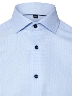 Finshley & Harding Herren Hemd Bügelfrei in hellblau weiß