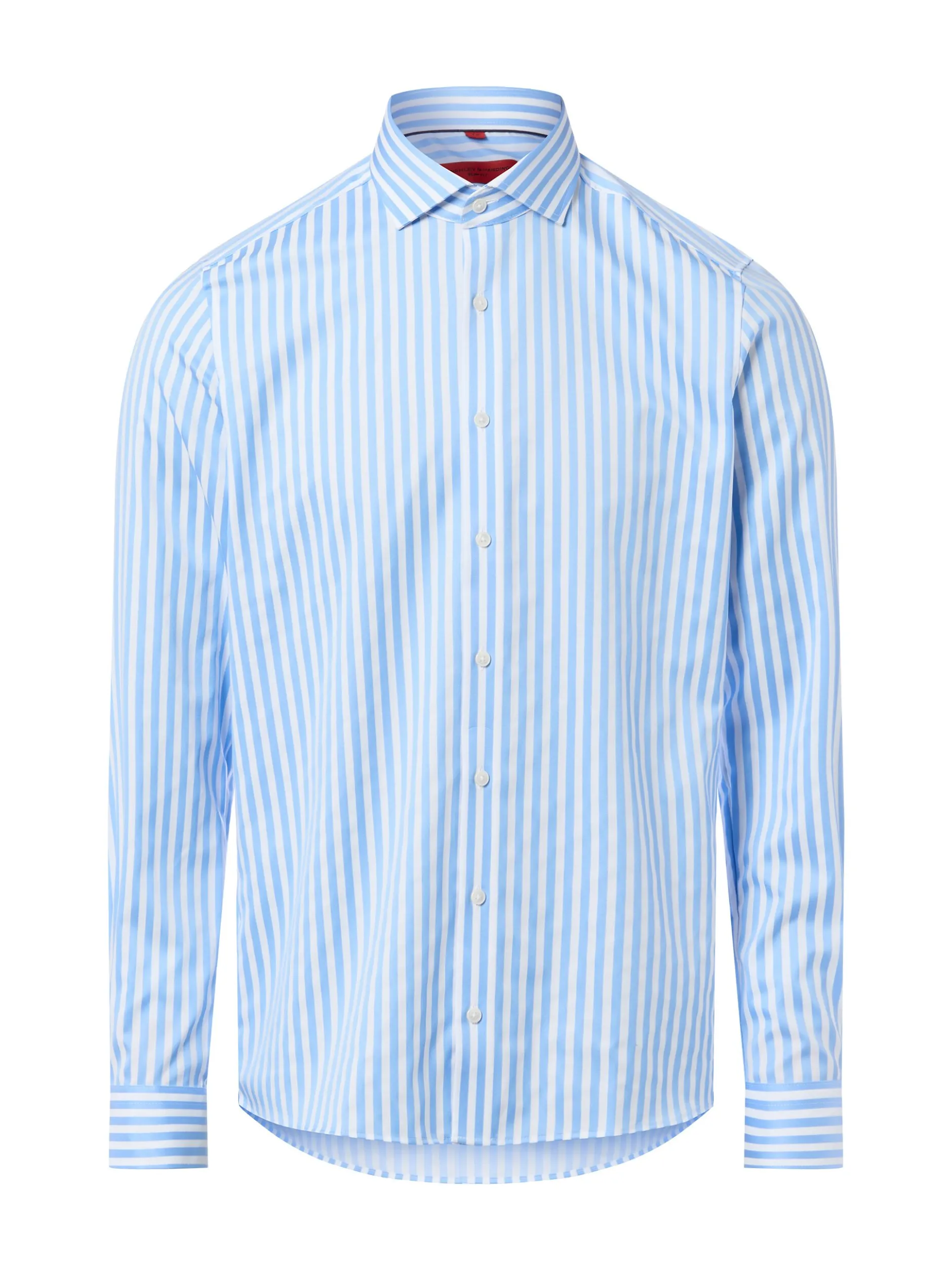 Finshley & Harding Herren Hemd - Bügelfrei in weiß hellblau