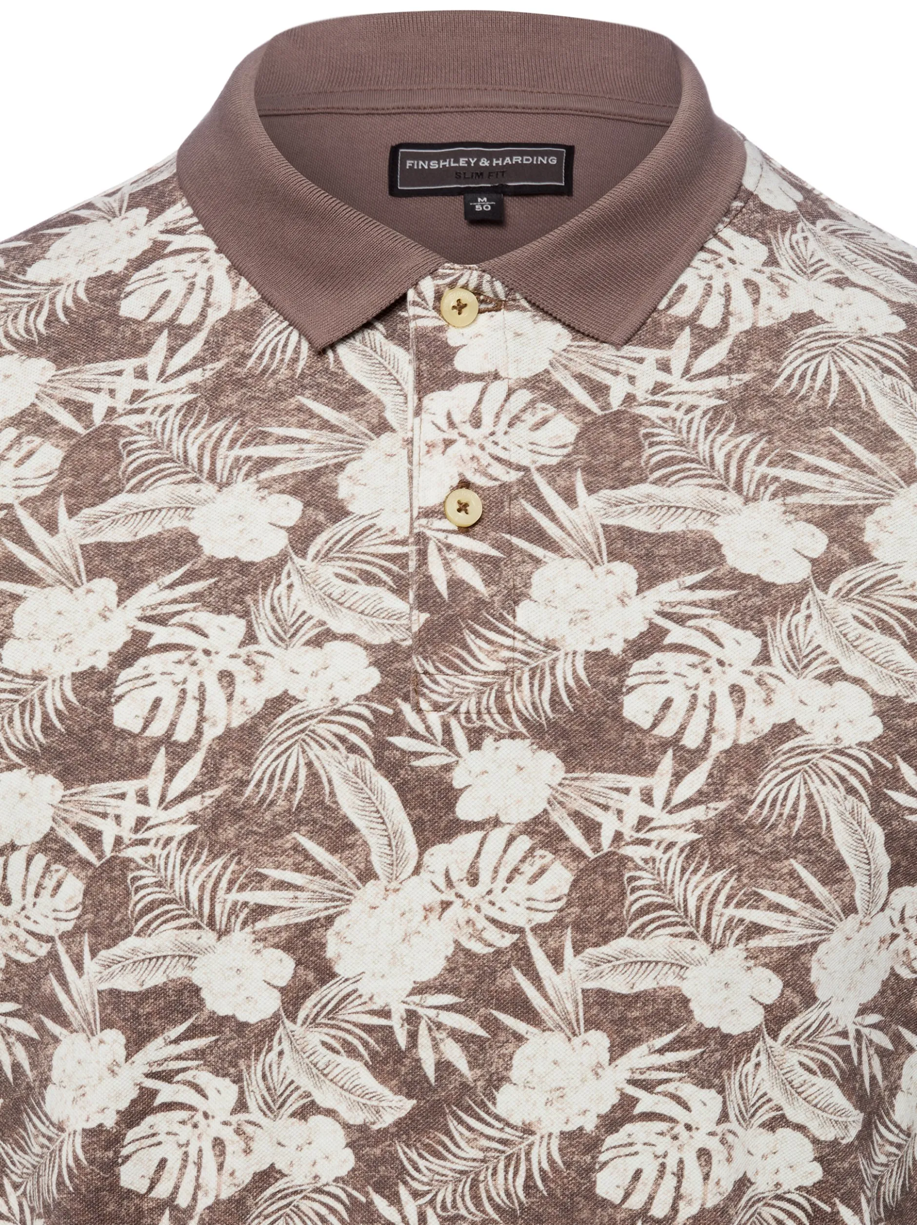Finshley & Harding Herren Poloshirt in schlamm weiß