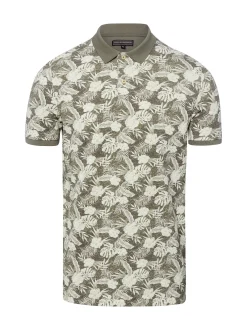 Finshley & Harding Herren Poloshirt in khaki weiß