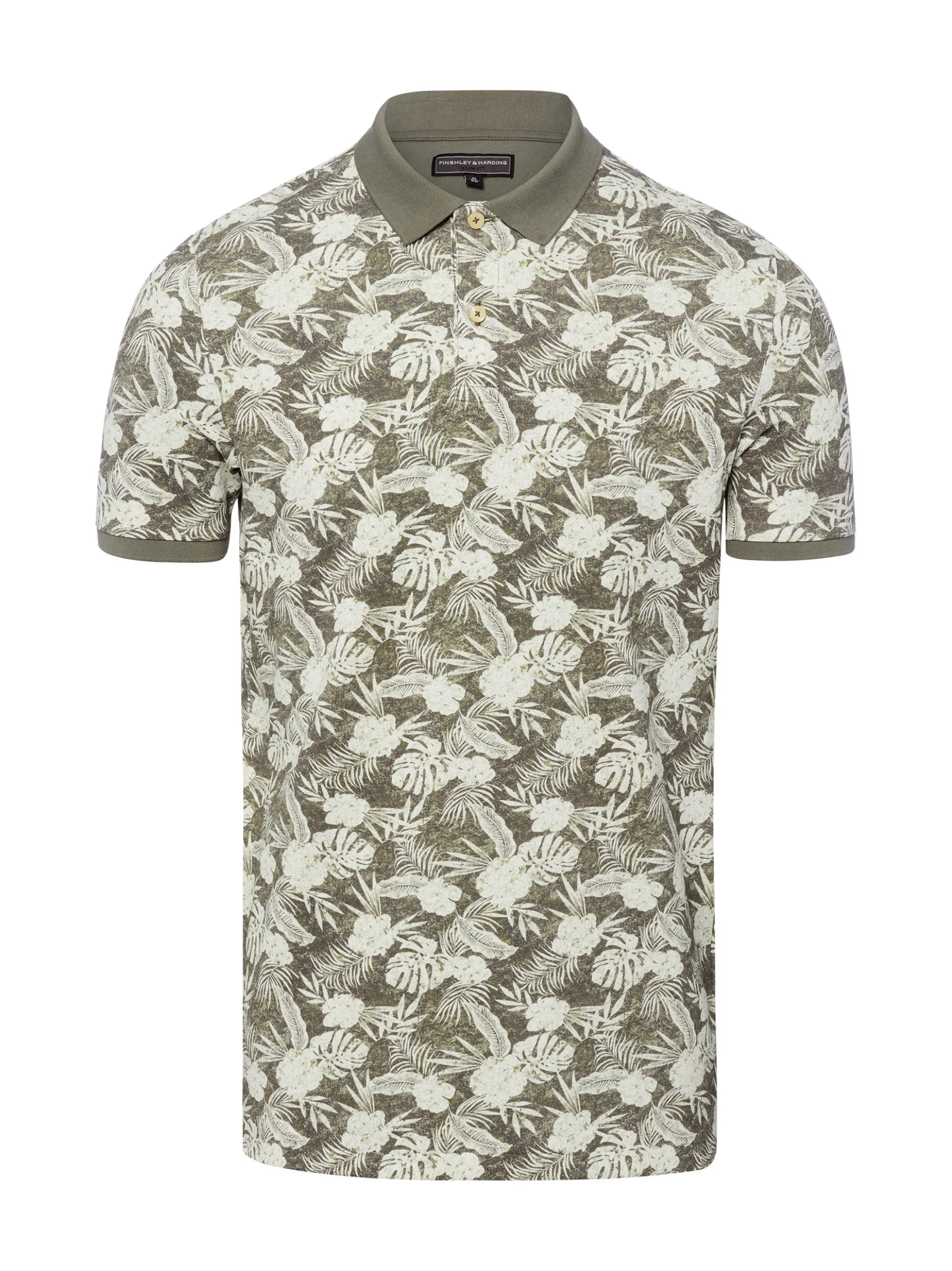 Finshley & Harding Herren Poloshirt in khaki weiß