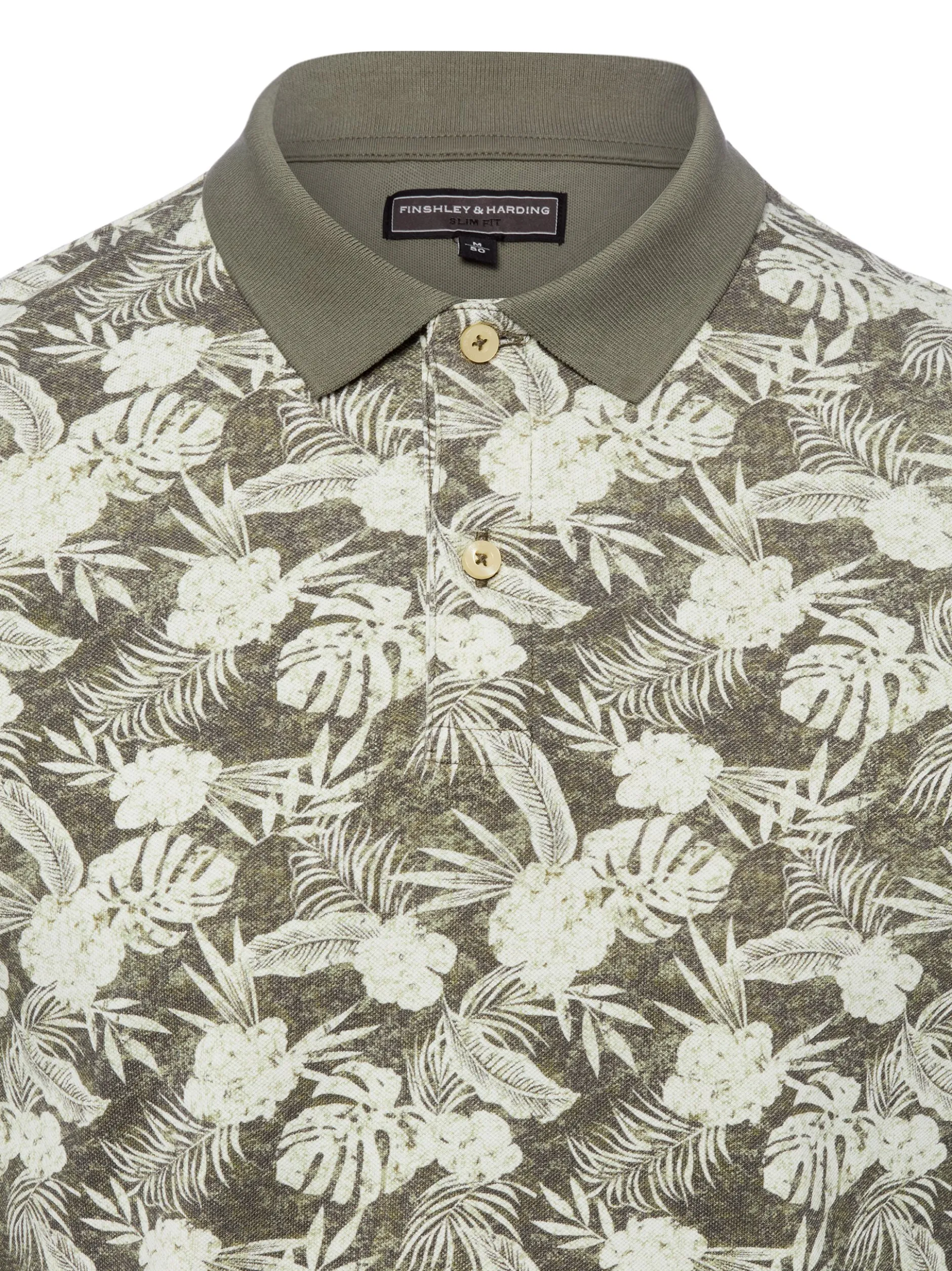 Finshley & Harding Herren Poloshirt in khaki weiß