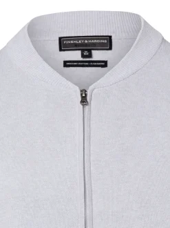 Finshley & Harding Herren Strickjacke mit Cashmere-Anteil in hellgrau