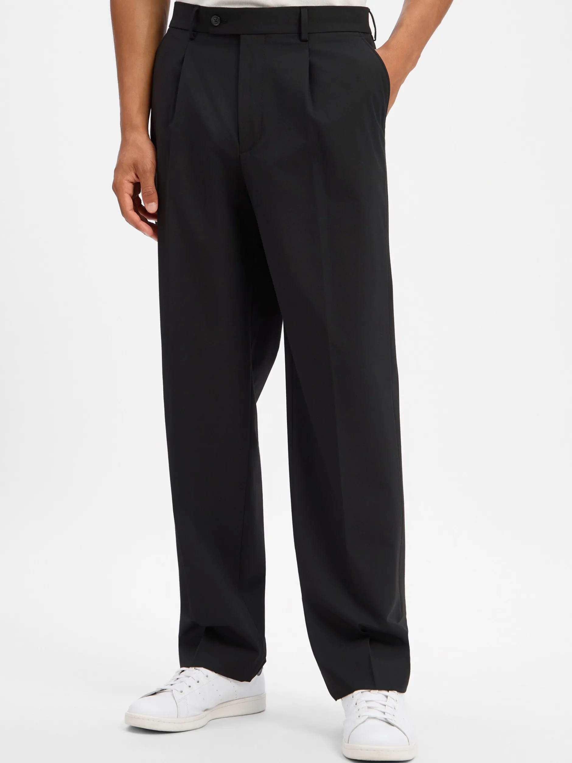 Finshley & Harding London Herren Baukasten-Hose Relaxed Fit - Jaxdon in schwarz