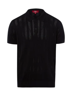 Finshley & Harding London Herren Strick-Poloshirt in marine