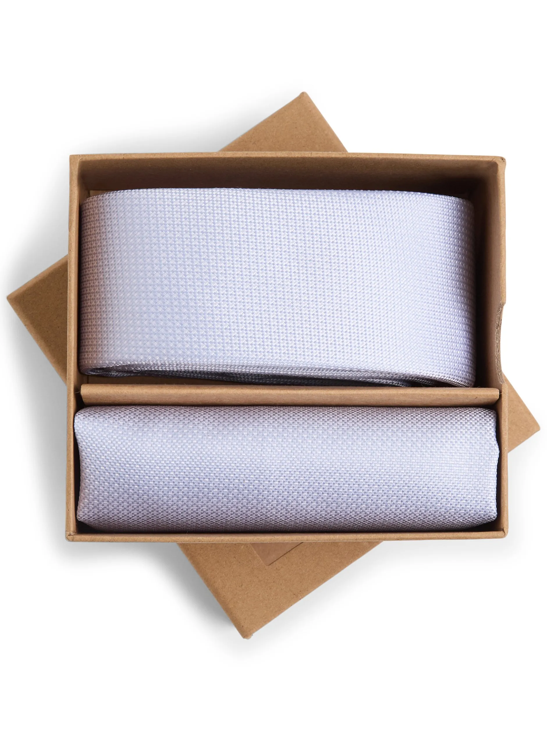 Finshley & Harding London Herren Krawatte und Einstecktuch aus Seide in hellblau silber