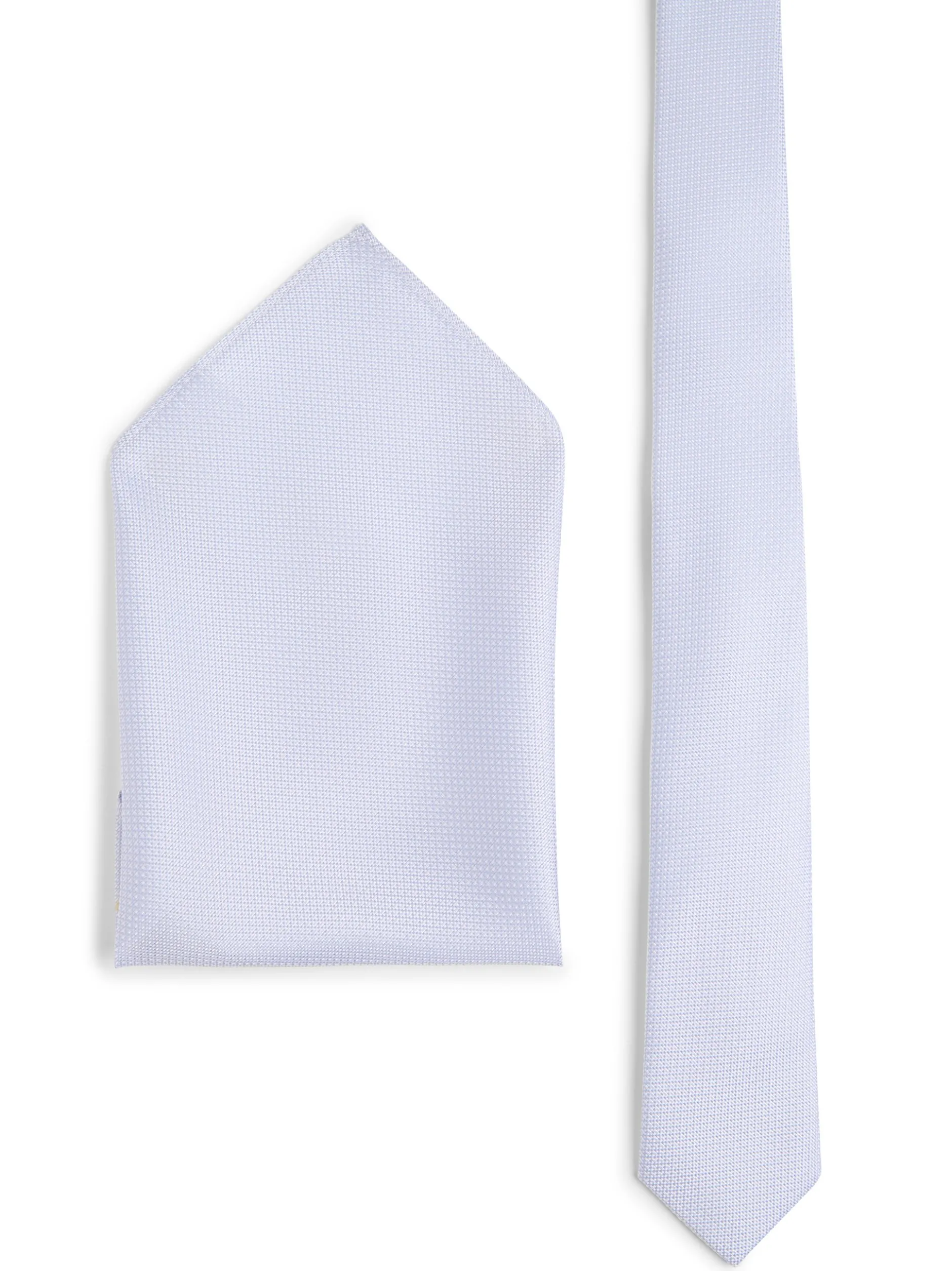 Finshley & Harding London Herren Krawatte und Einstecktuch aus Seide in hellblau silber