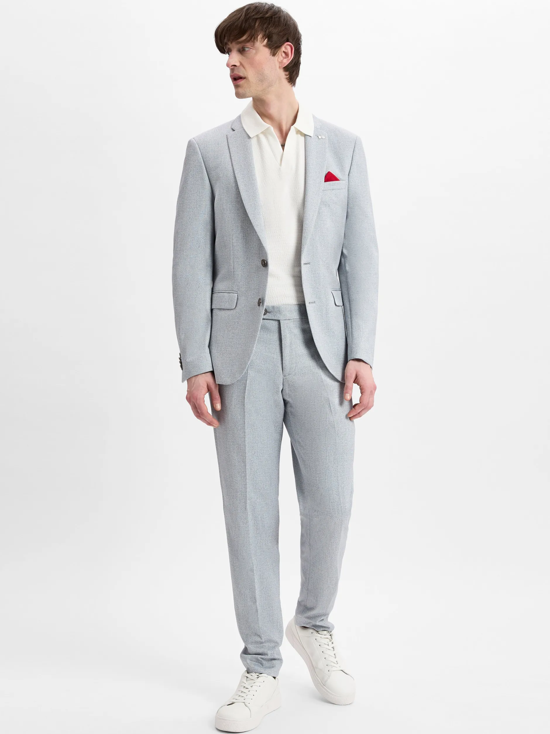 Finshley & Harding London Herren Baukasten-Hose - Hoxdon in hellgrau