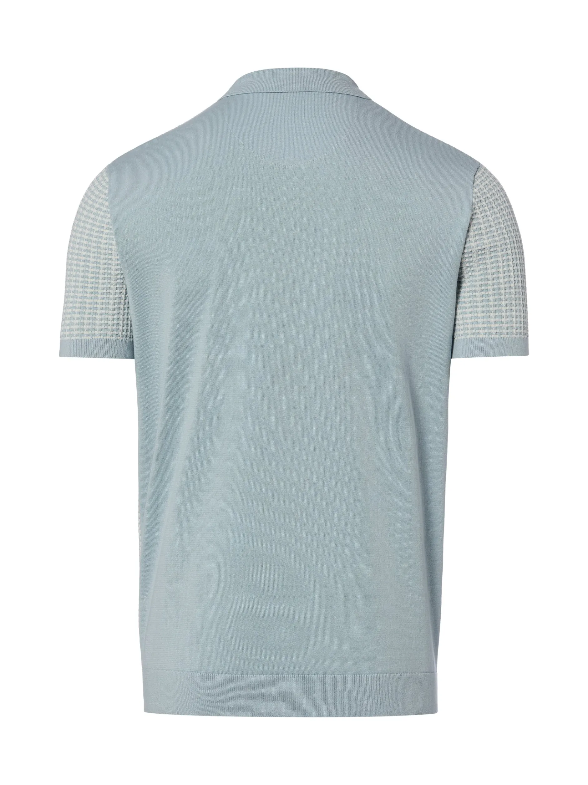 Finshley & Harding London Herren Strick-Poloshirt in hellblau weiß
