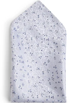 Finshley & Harding London Herren Fliege und Einstecktuch aus Seide in hellblau silber
