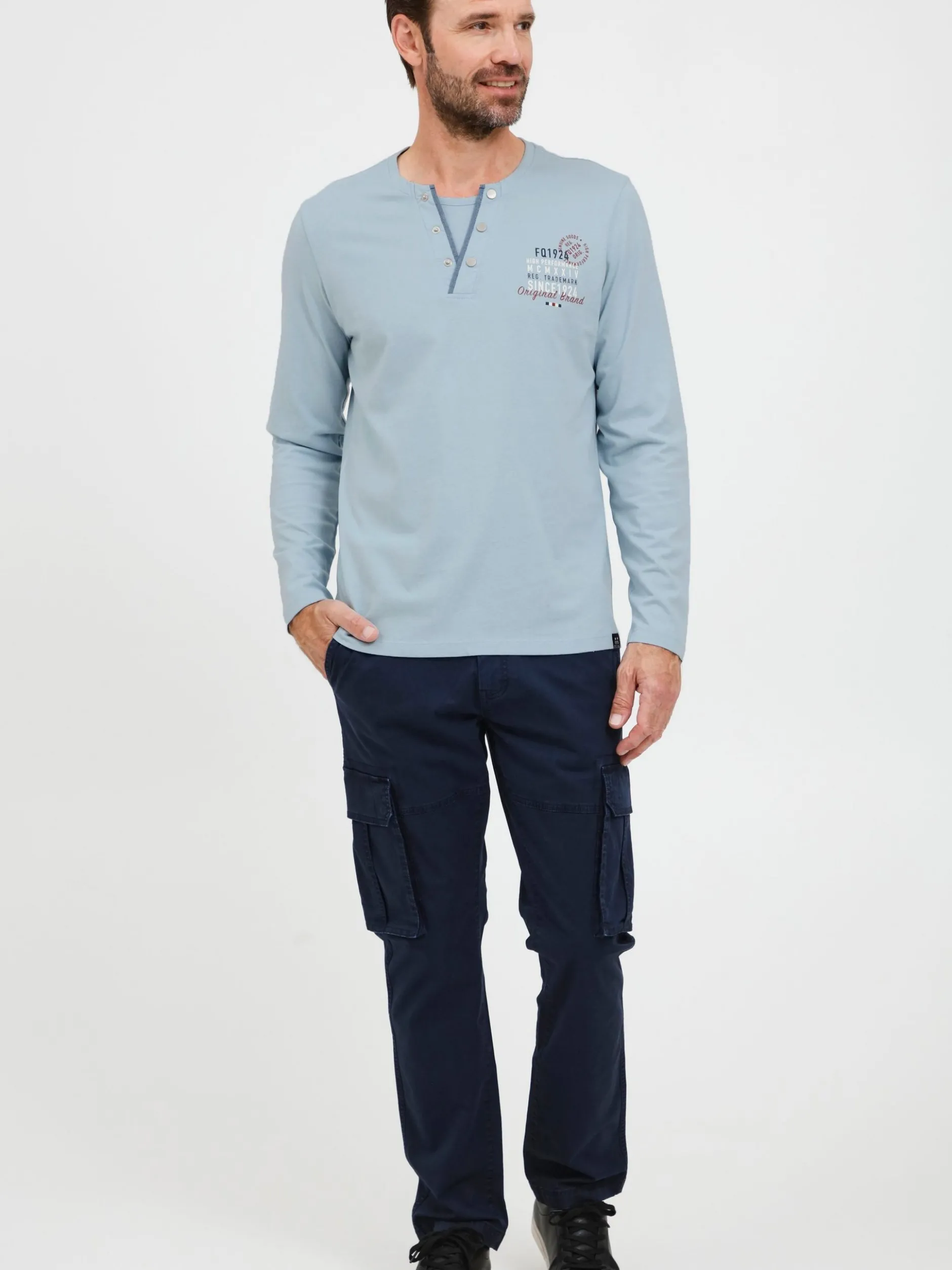 FQ1924 Herren Henleyshirt - FQRolf in blau