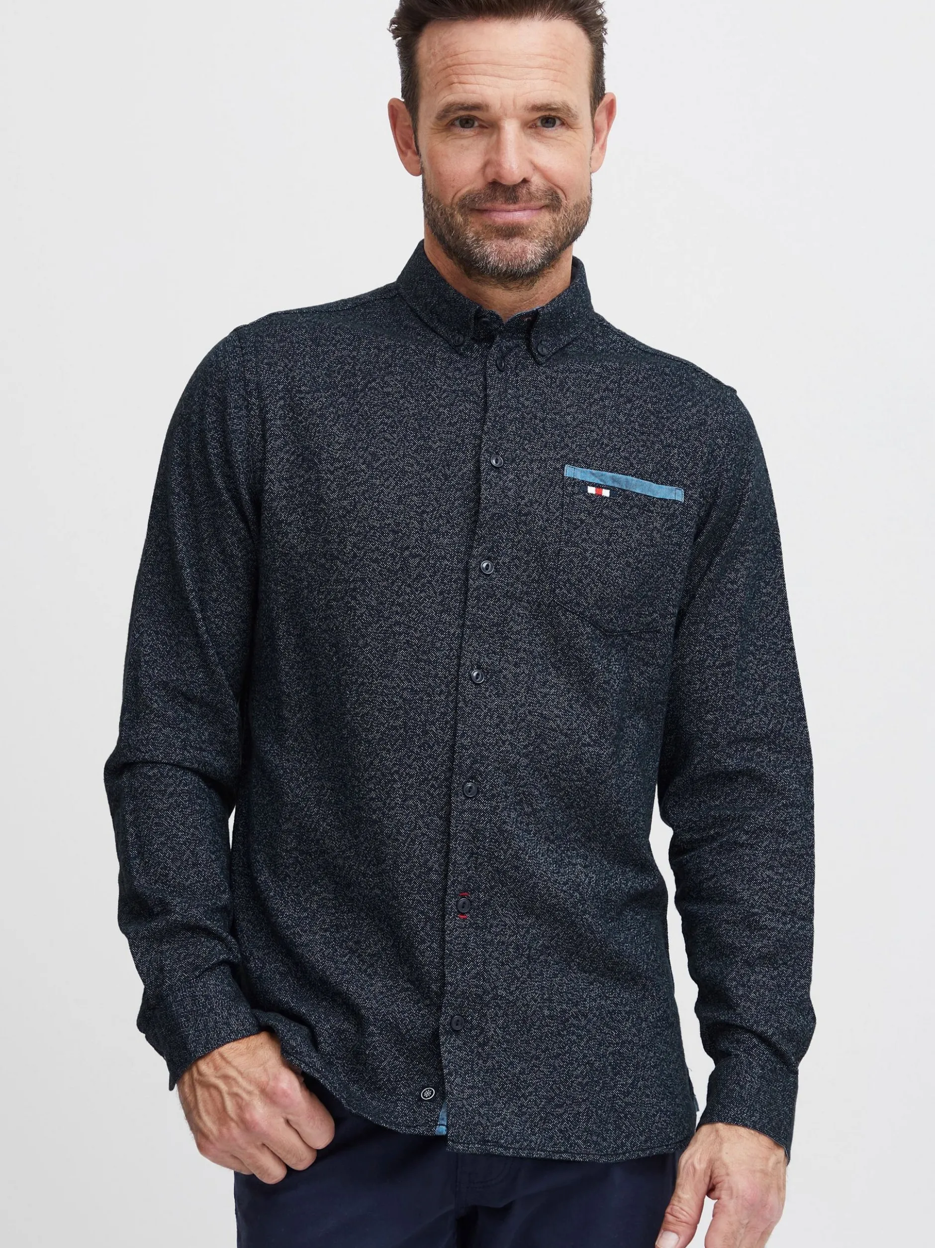 FQ1924 Herren Langarmhemd - FQSteven in marine