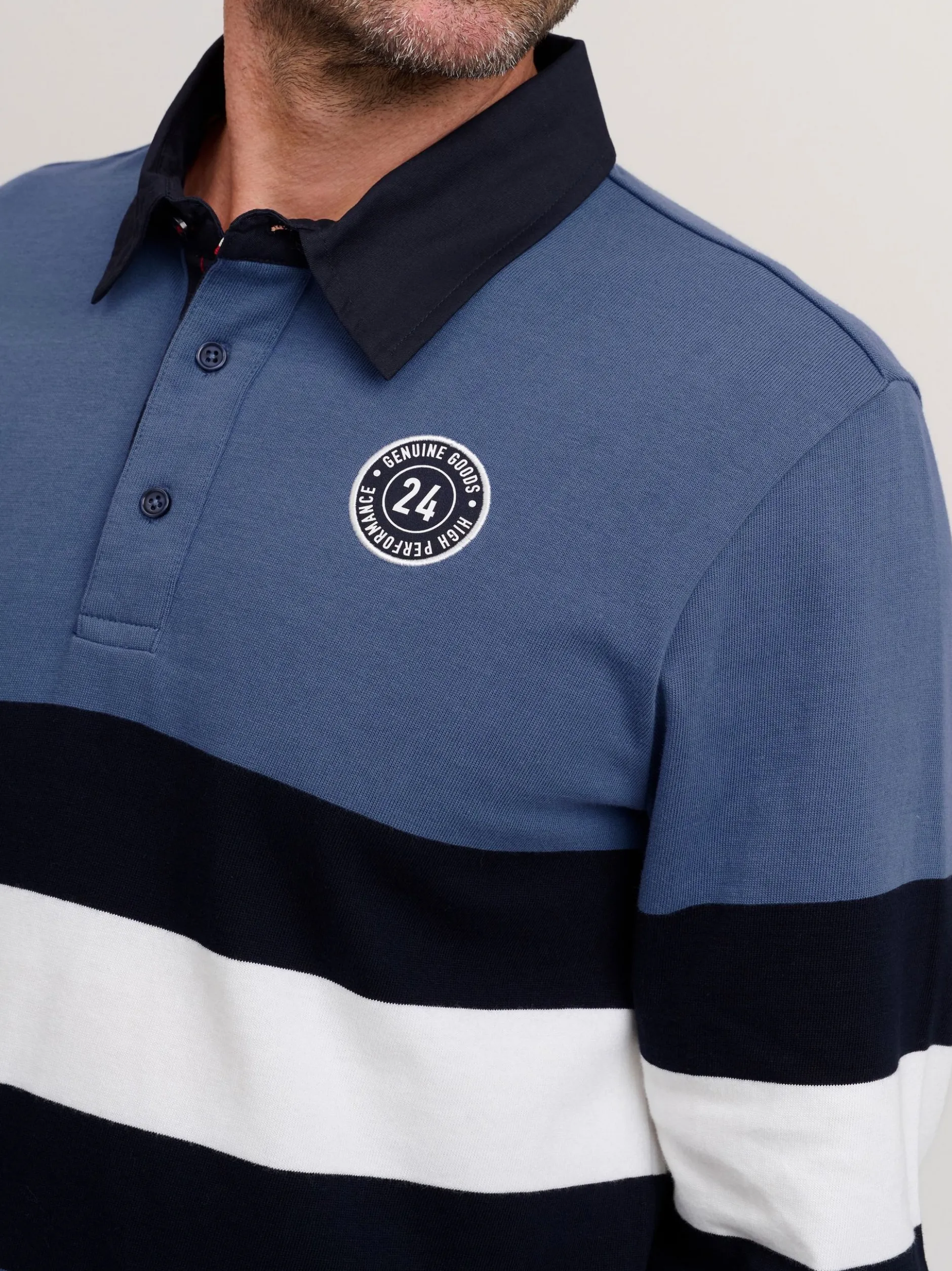 FQ1924 Herren Langarm-Poloshirt - FQMikkael in blau