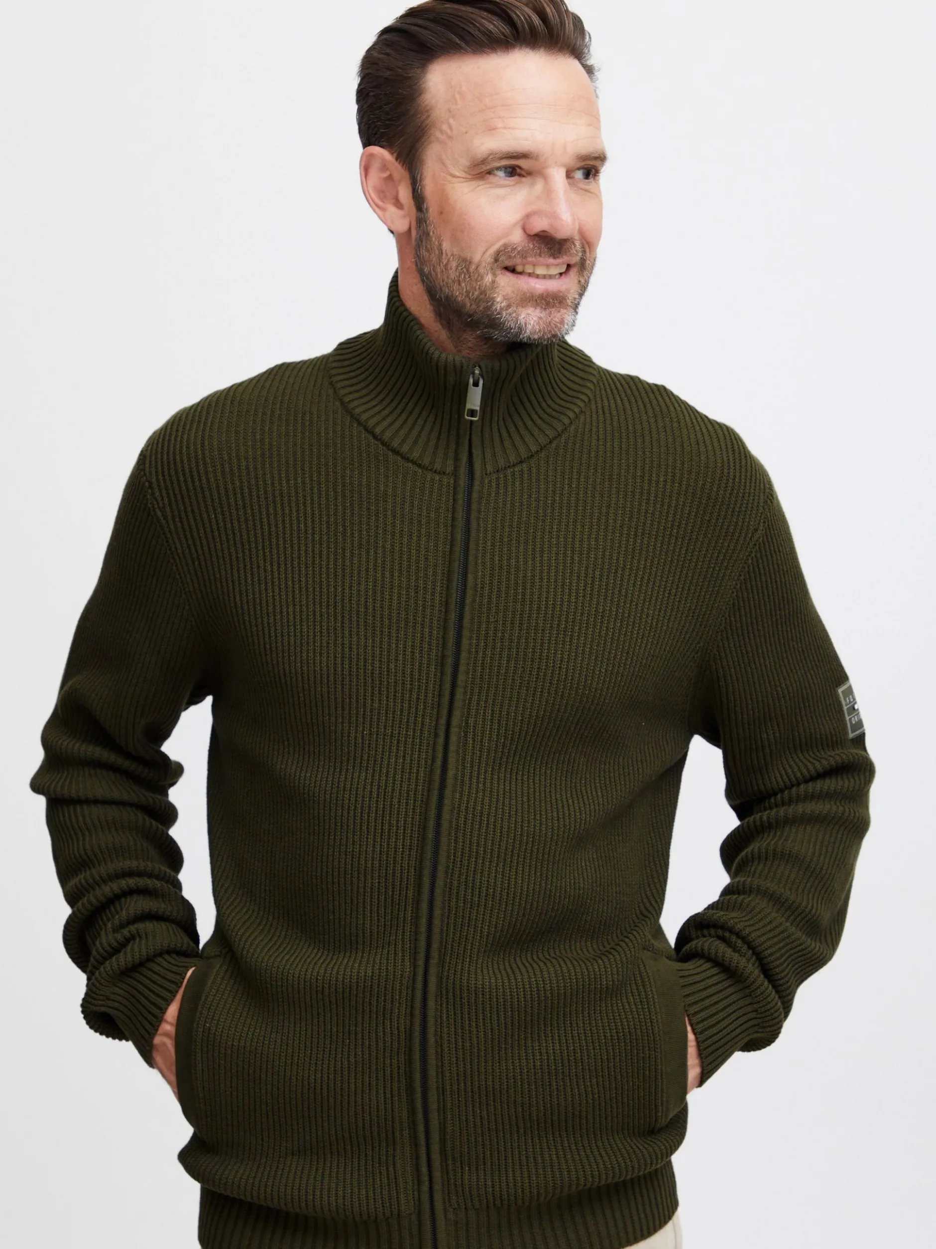 FQ1924 Herren Strickjacke - FQKyle in grün