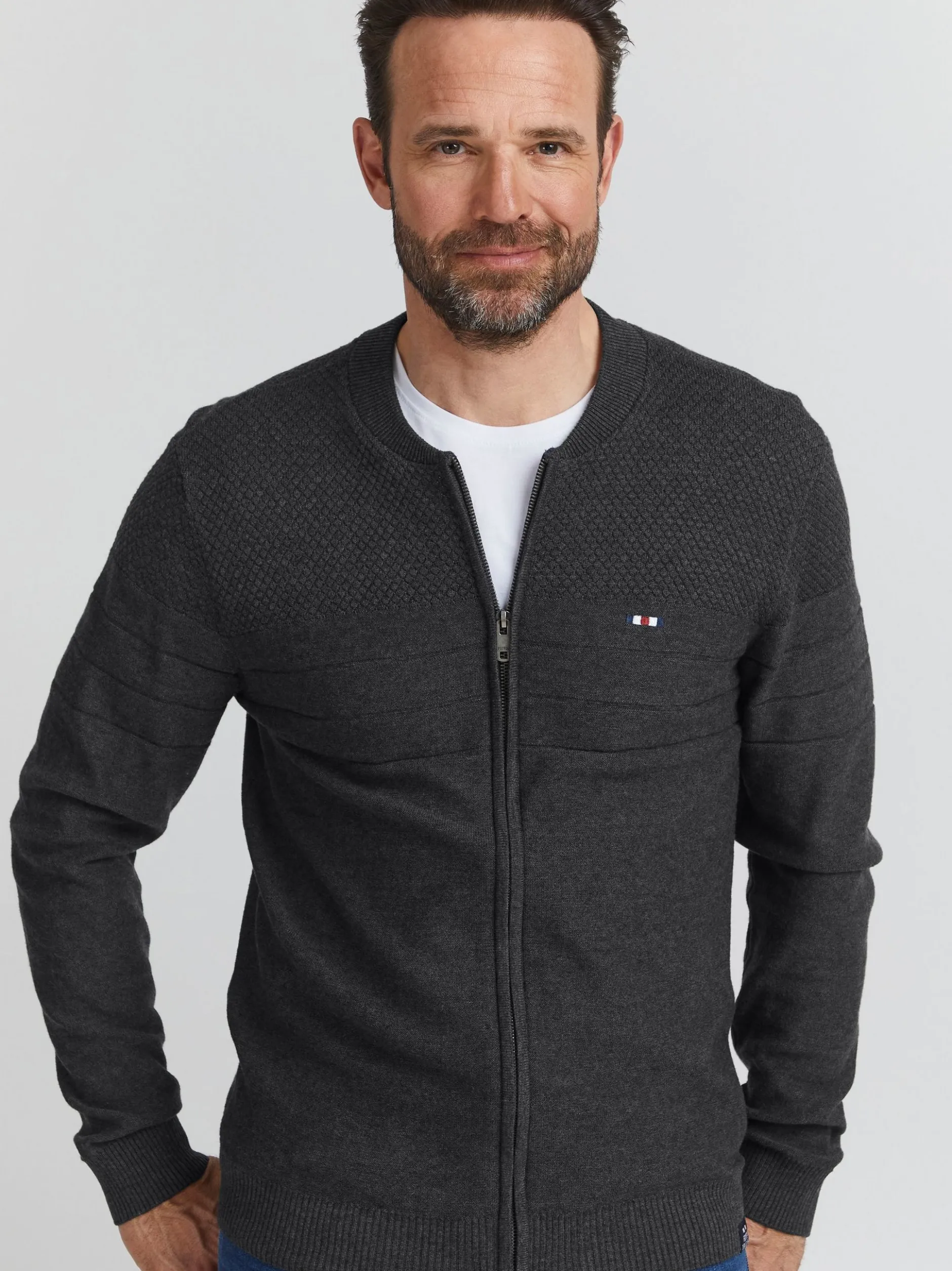 FQ1924 Herren Strickjacke - FQSabato in anthrazit