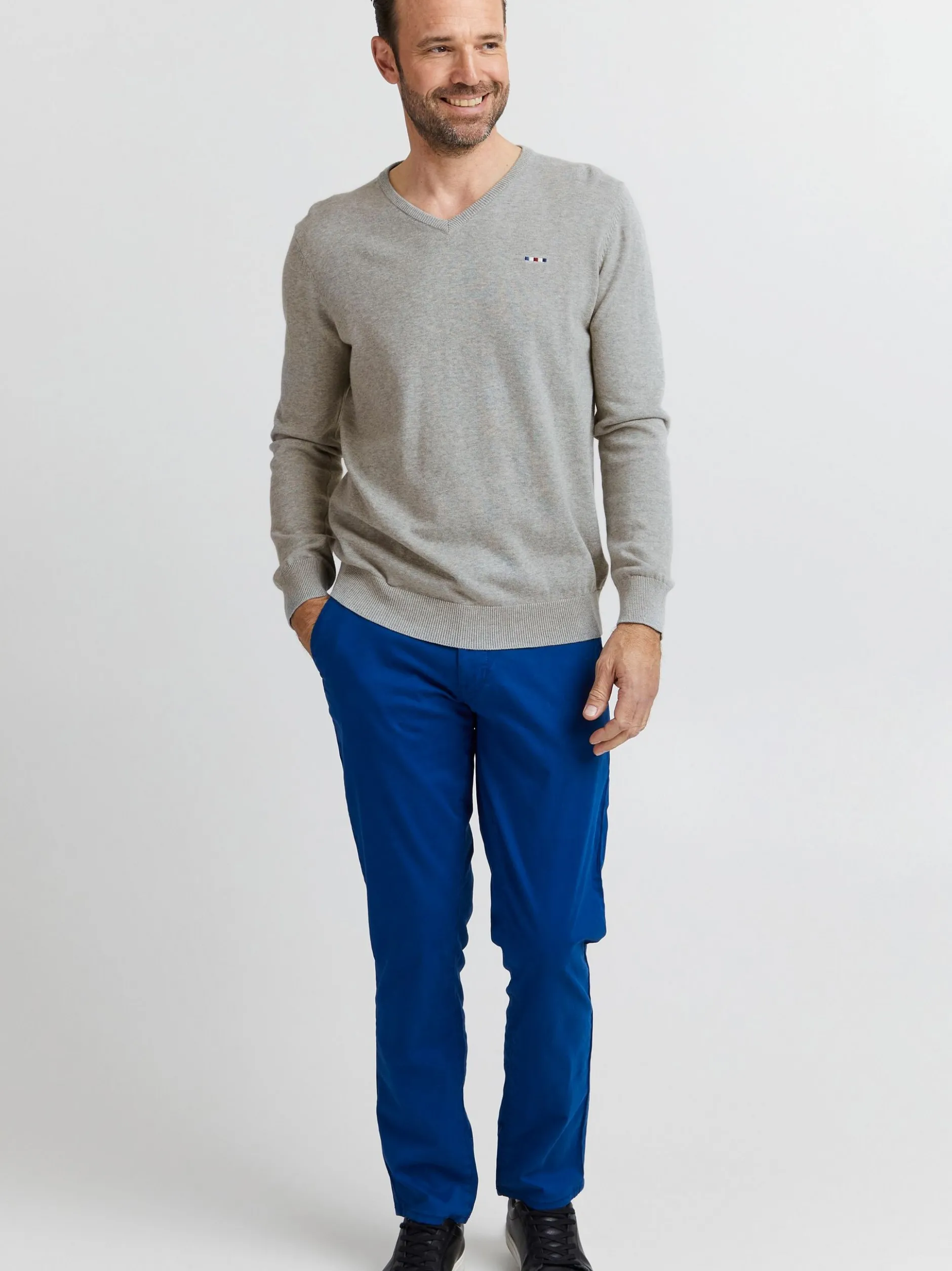 FQ1924 Herren Strickpullover - FQFynjard in grau