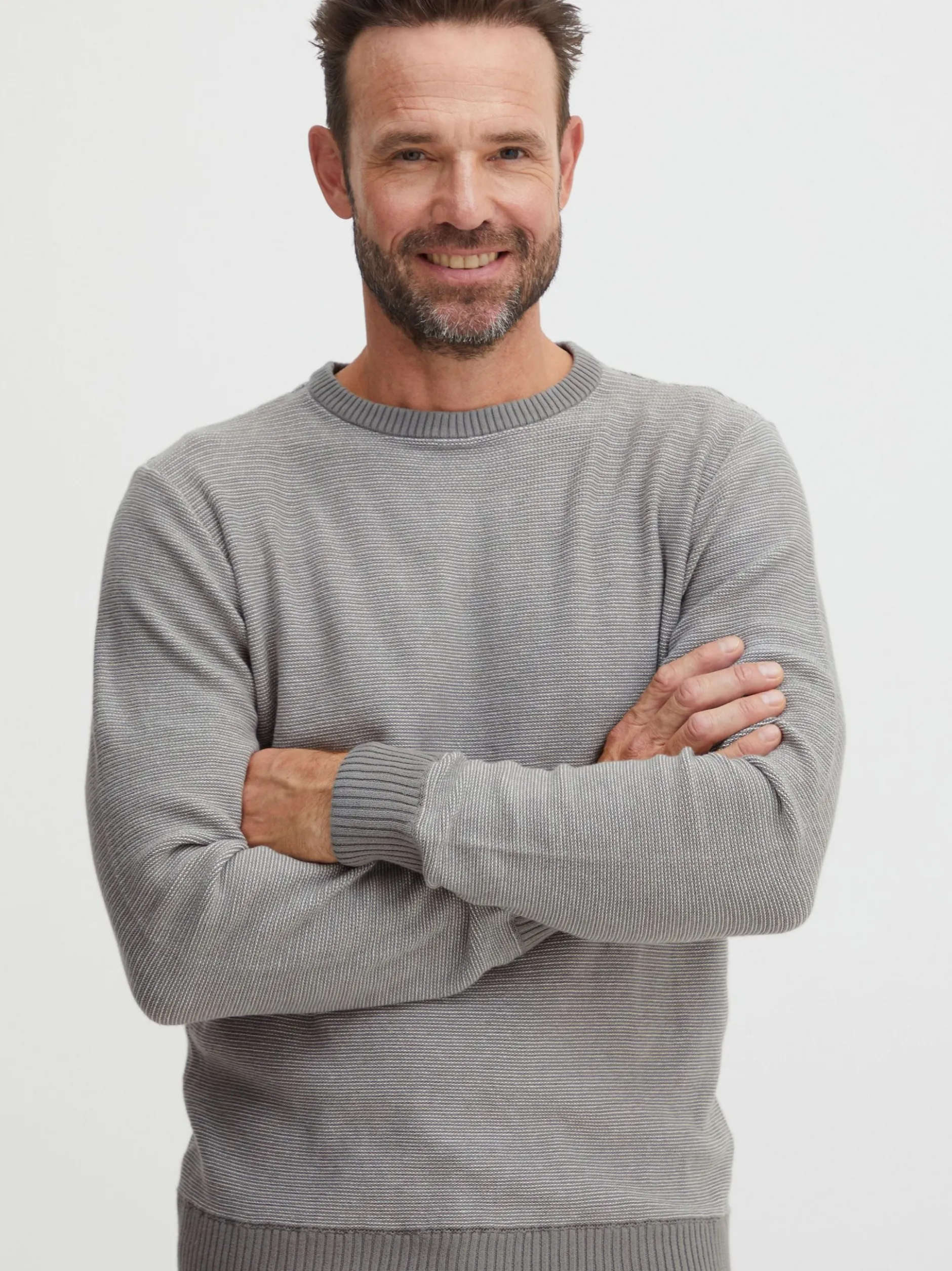 FQ1924 Herren Strickpullover - FQLeon in grau