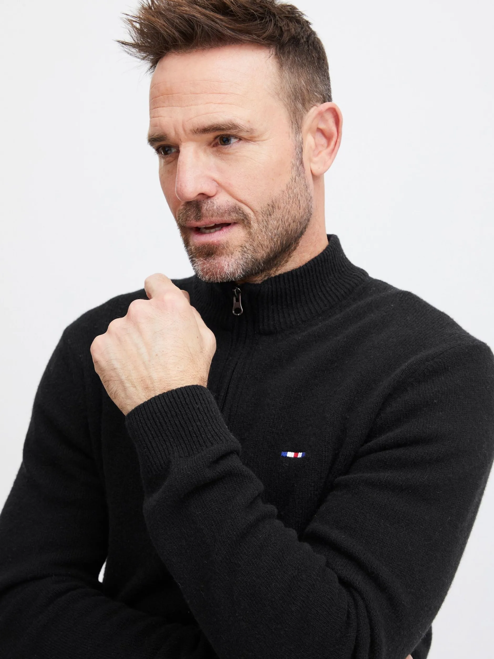 FQ1924 Herren Wollpullover - FQKyle in schwarz