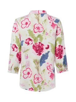 Franco Callegari Damen Leinenbluse in mehrfarbig pink