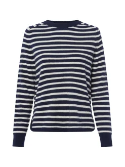 Franco Callegari Damen Pure Cashmere Pullover in marine ecru