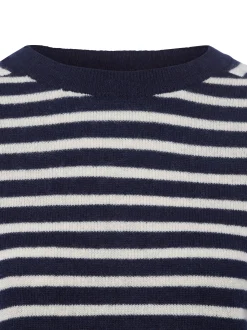 Franco Callegari Damen Pure Cashmere Pullover in marine ecru