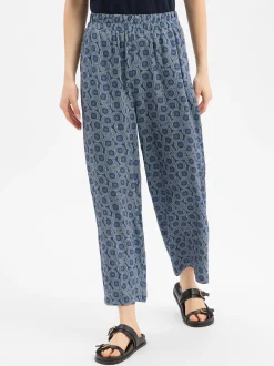 Franco Callegari Damen Schlupfhose in blau ecru