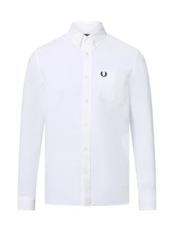 Fred Perry Herren Baumwollhemd in weiß - Ärmel: langarm
