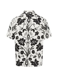 Fred Perry Herren Kurzarm-Hemd in ecru schwarz