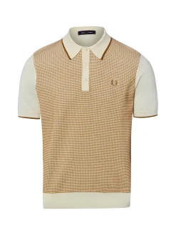 Fred Perry Herren Strick-Poloshirt in beige camel
