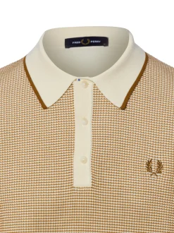 Fred Perry Herren Strick-Poloshirt in beige camel