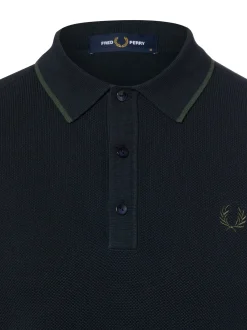 Fred Perry Herren Strickshirt in marine - Ärmel: kurzarm