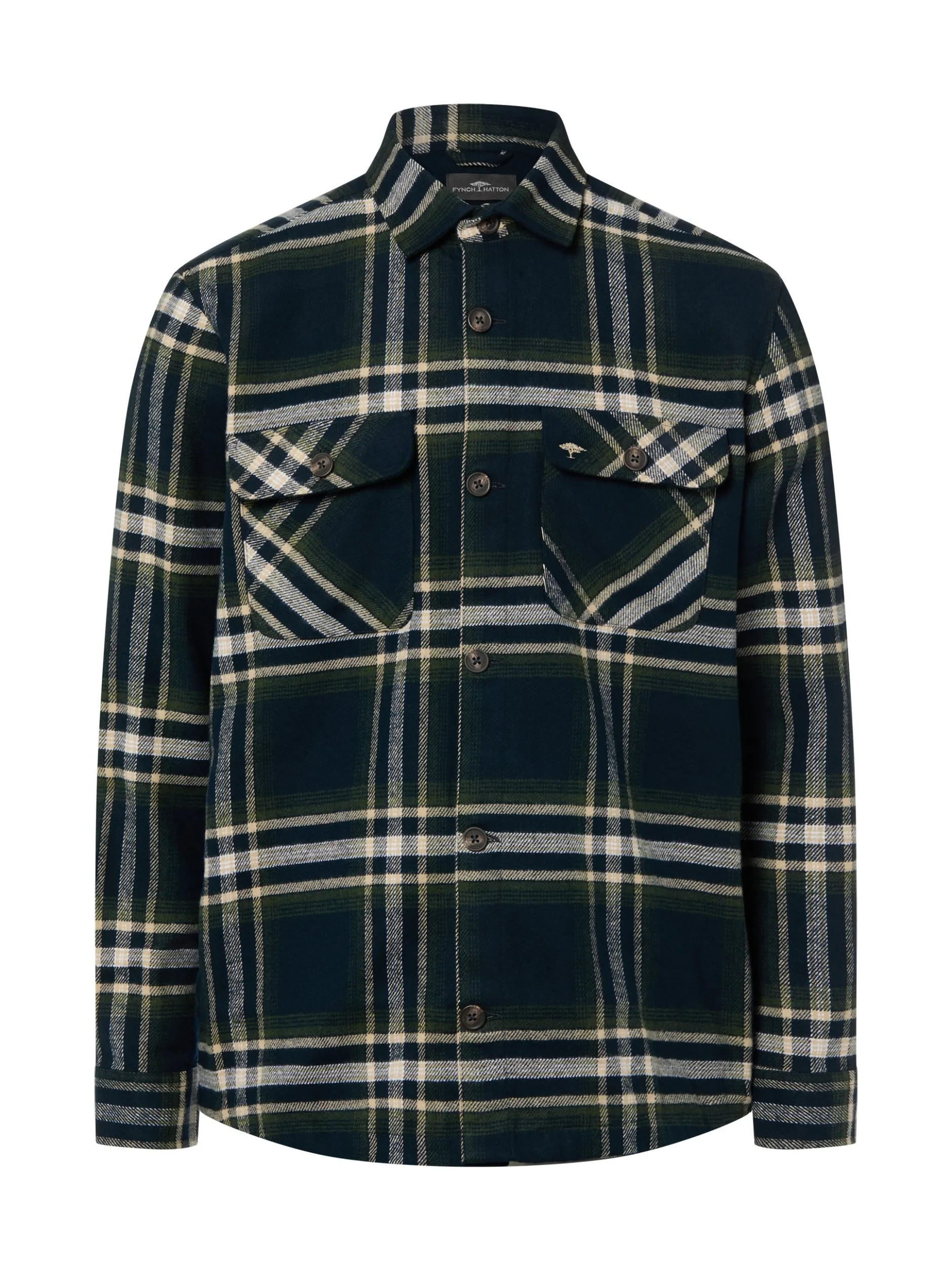 Fynch-Hatton Herren Overshirt in marine oliv