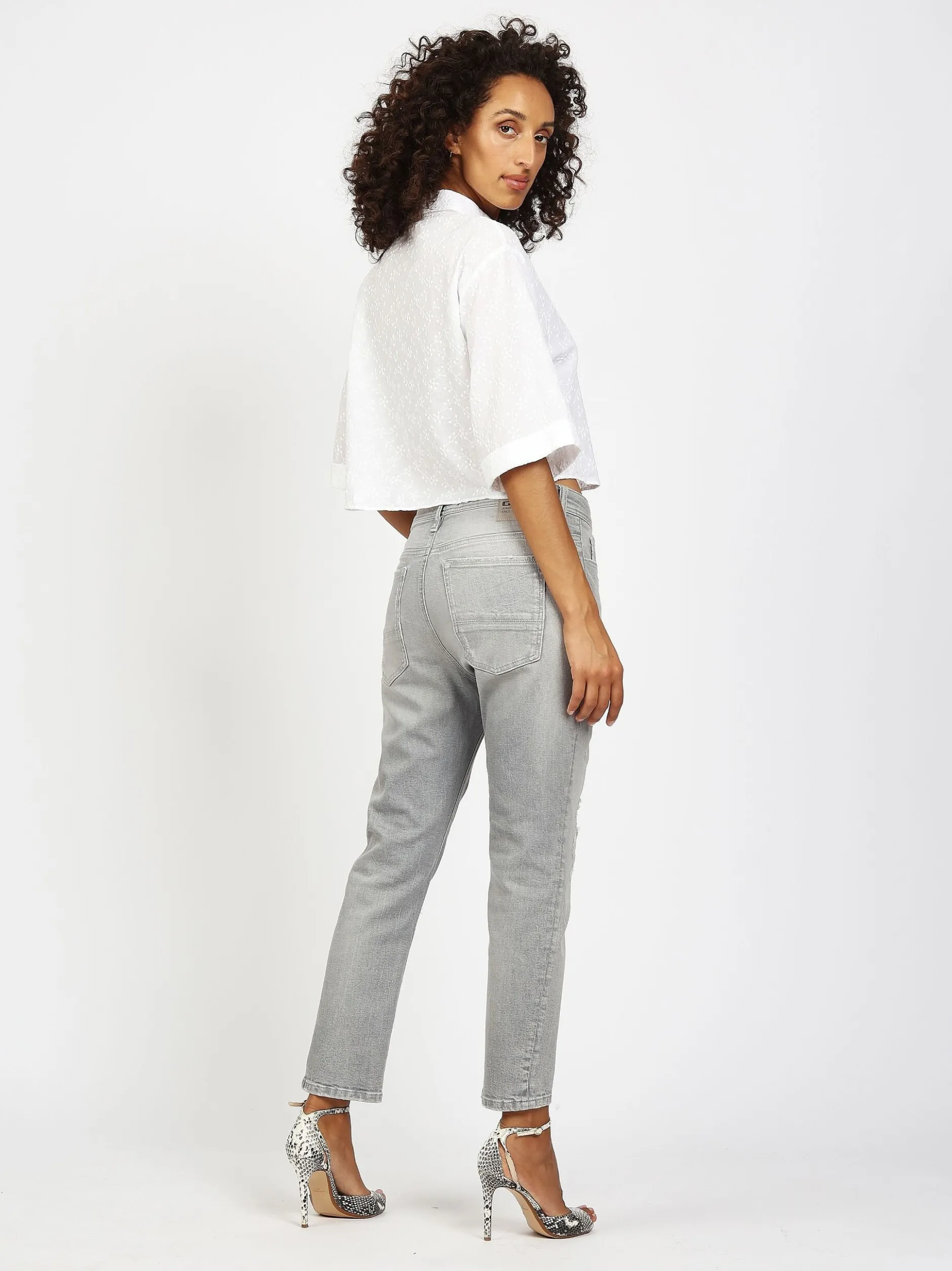GANG Damen Jeans - 94NICA CROPPED in grau