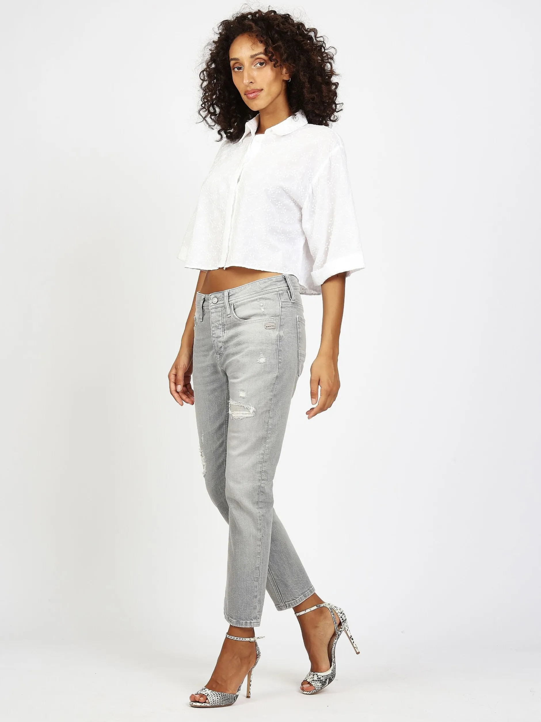 GANG Damen Jeans - 94NICA CROPPED in grau