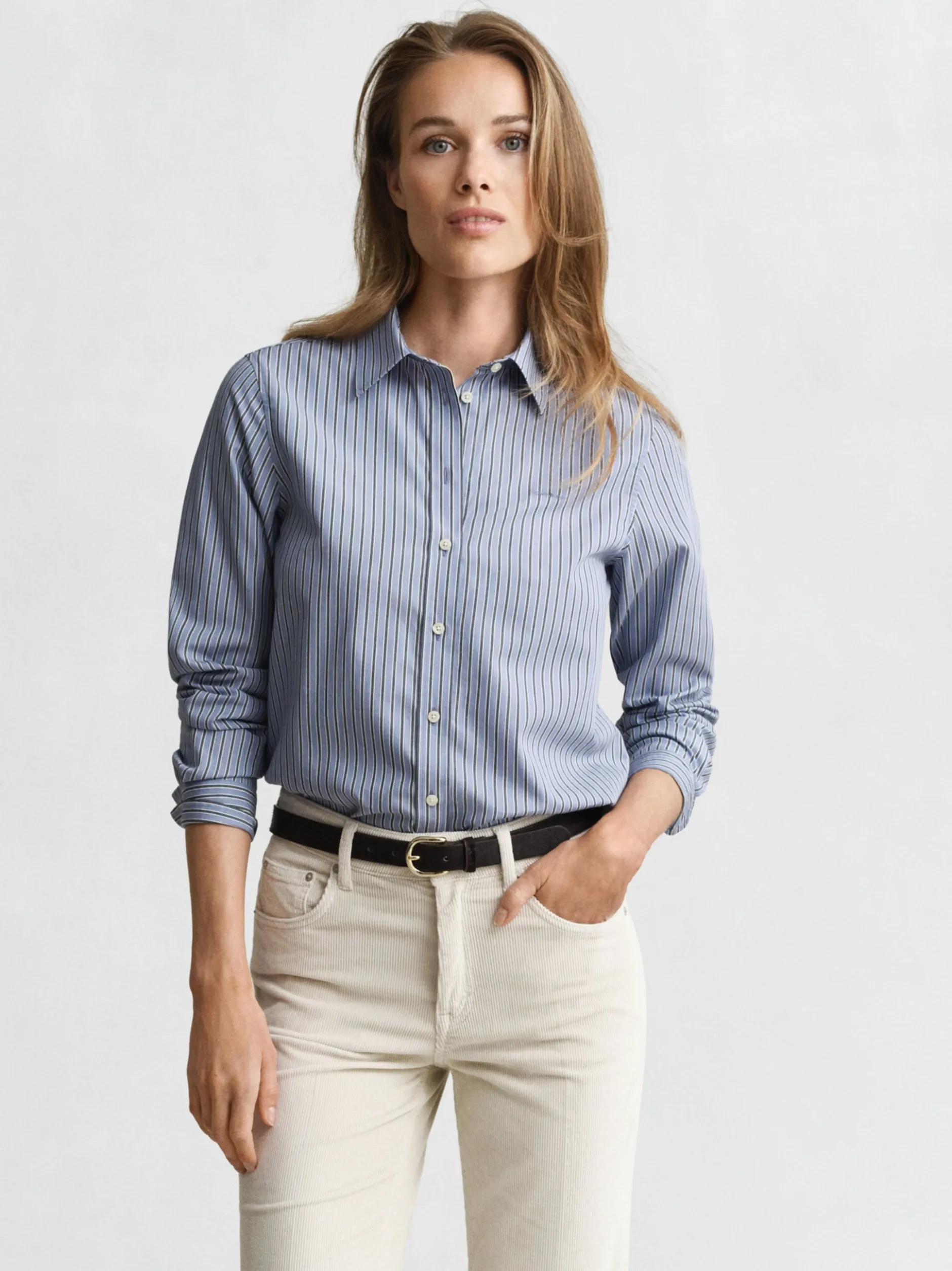Gant Damen Bluse in blau ecru - Ausschnitt: Kent