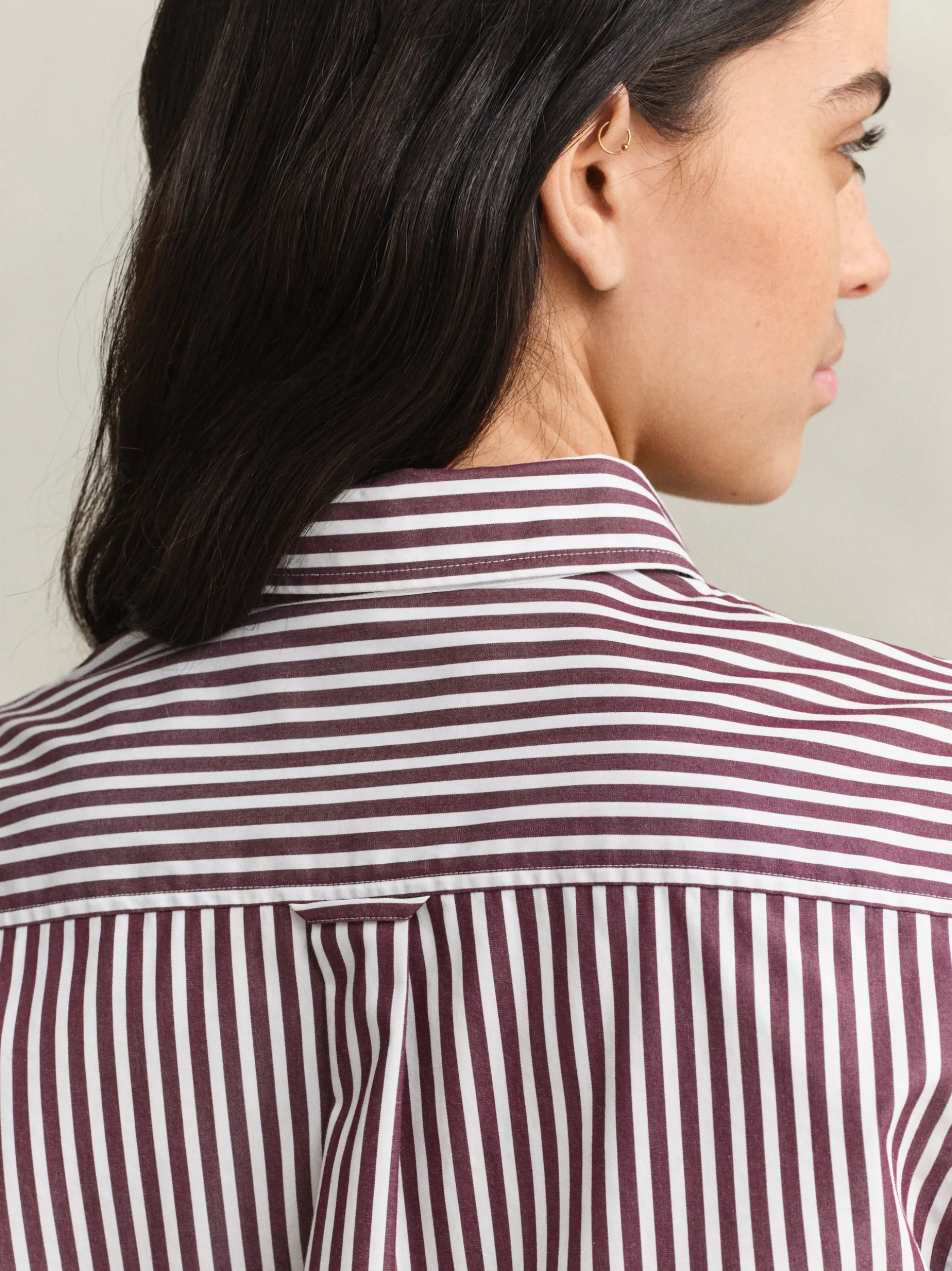 Gant Damen Hemdbluse in aubergine weiß - Ärmel: langarm