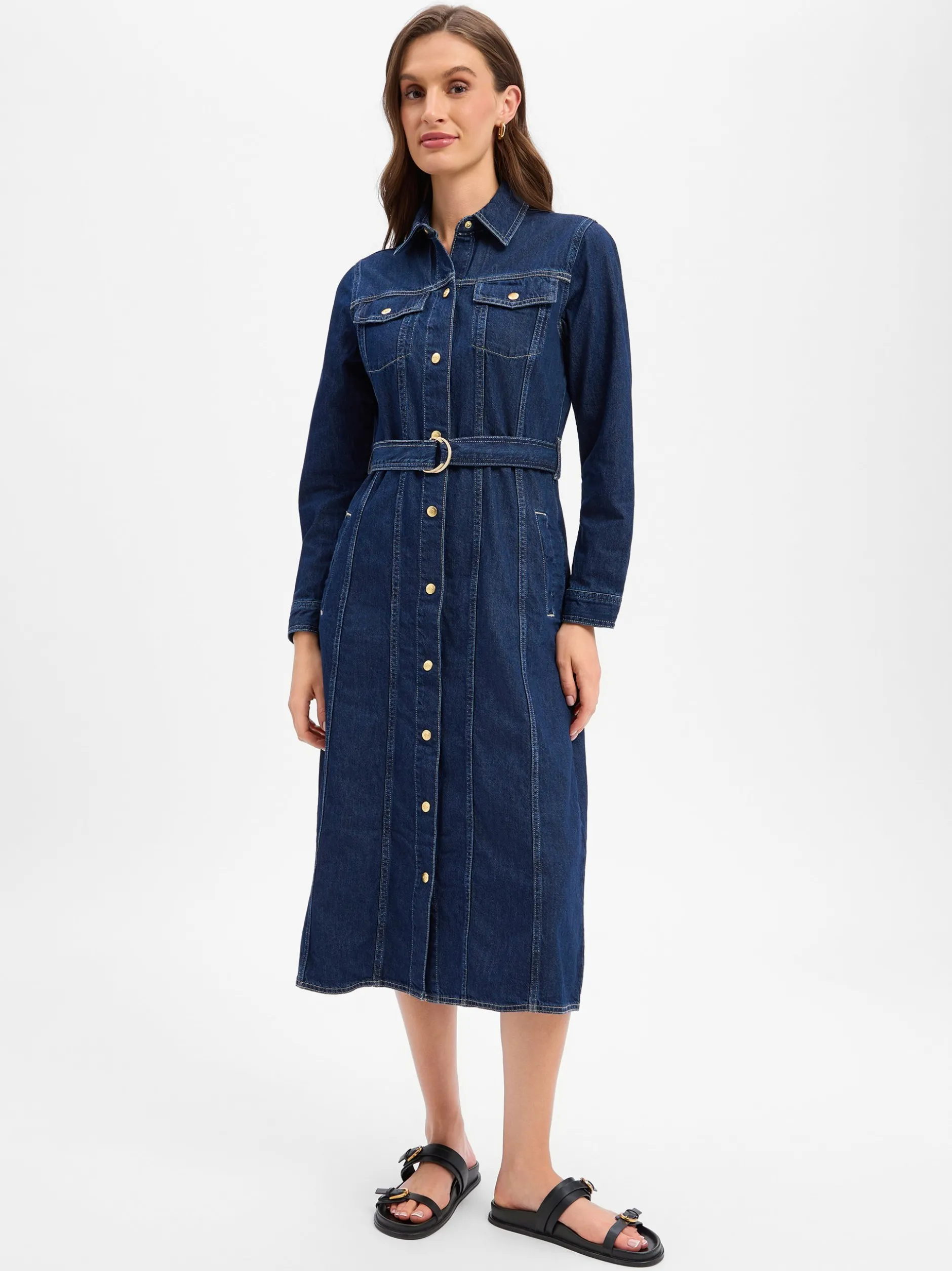 Gant Damen Jeanskleid in medium stone - Ärmel: langarm
