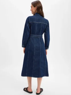 Gant Damen Jeanskleid in medium stone - Ärmel: langarm