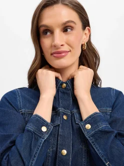 Gant Damen Jeanskleid in medium stone - Ärmel: langarm