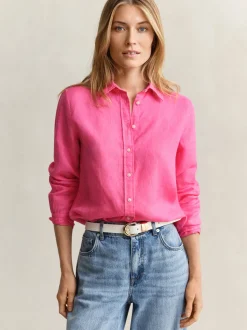 Gant Damen Leinenbluse in pink - Ärmel: langarm